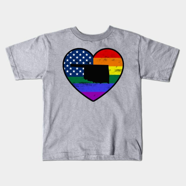 Oklahoma United States Gay Pride Flag Heart Kids T-Shirt by TextTees